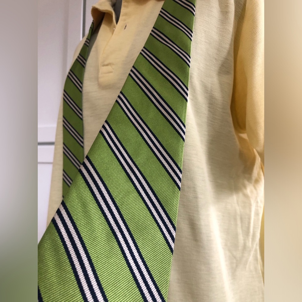 J. Crew Green Striped Silk Imported Tie - Picture 7 of 15